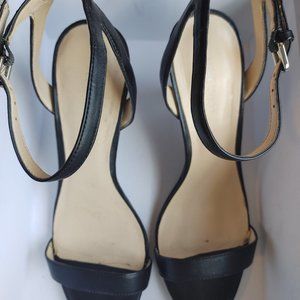 Black Nine West ankle strap, heeled sandal Size 9